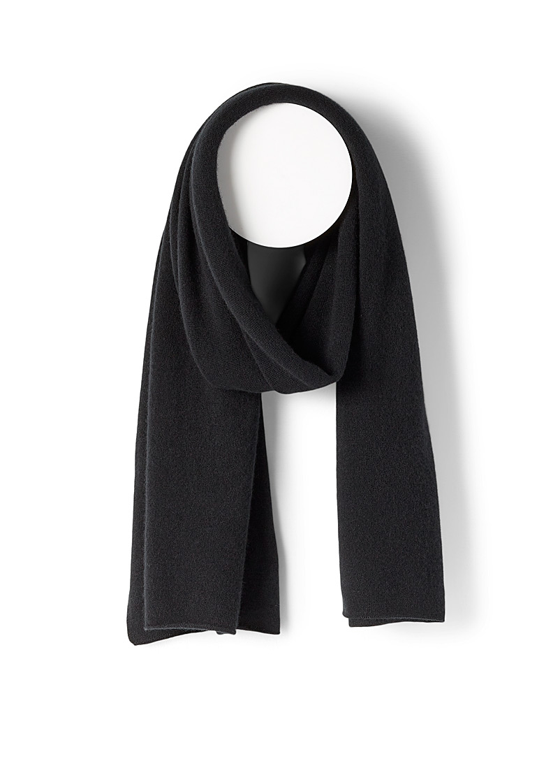 Le 31 Black Solid pure cashmere scarf for men
