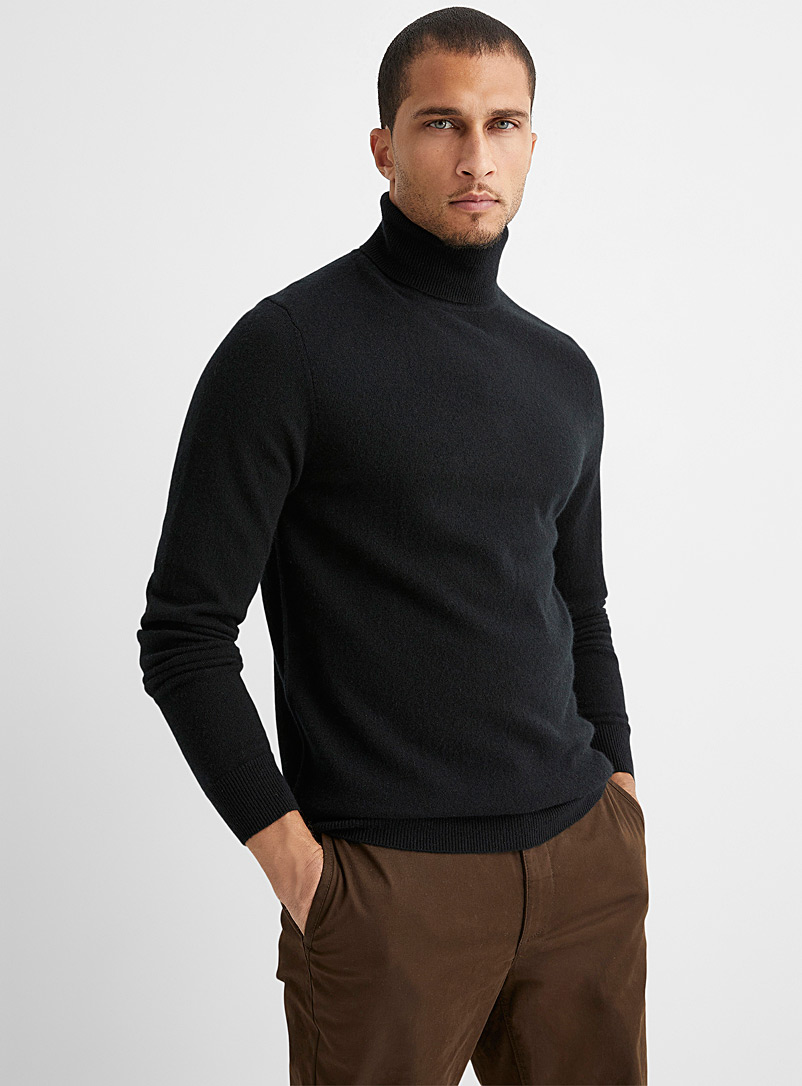 Le 31 Black Pure cashmere turtleneck sweater for men