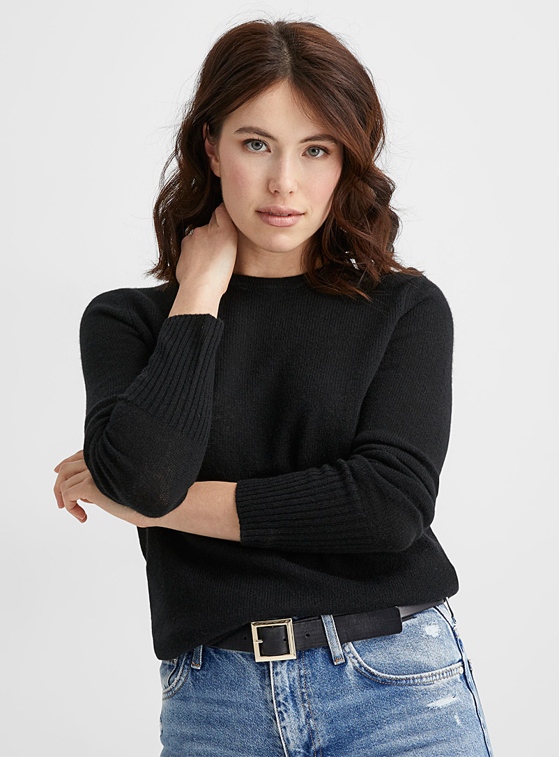 Contemporaine Black Pure cashmere crew-neck sweater for women