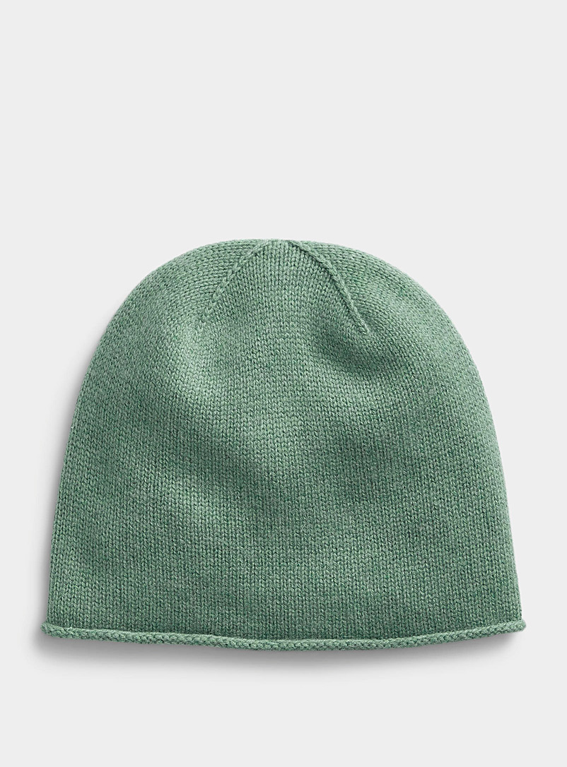 Simons Bottle Green Pure cashmere solid tuque for women