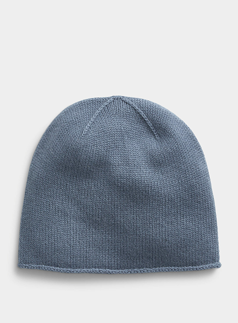 Simons Slate Blue Pure cashmere solid tuque for women