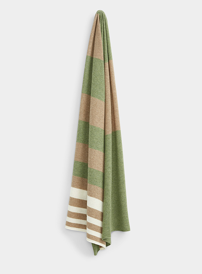 Simons Patterned Brown Pure cashmere striped scarf for women