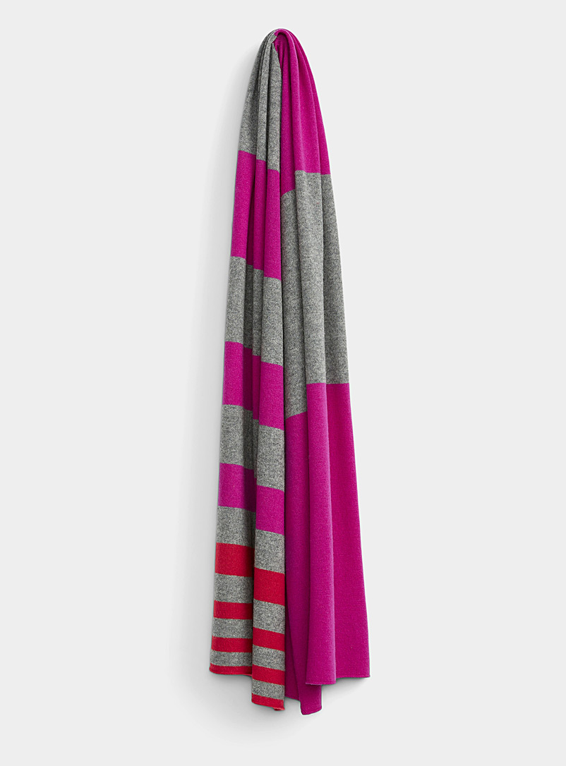 Simons Red Pure cashmere striped scarf for women