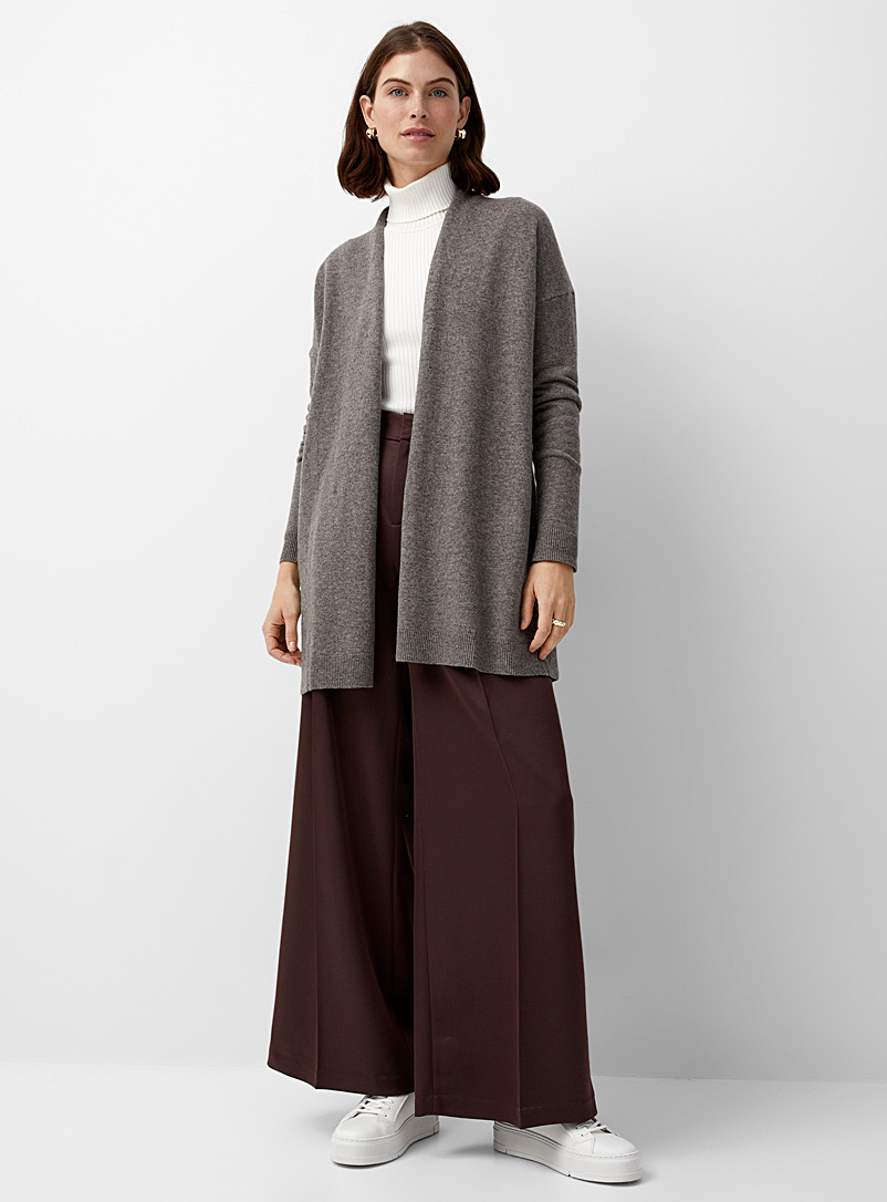 Contemporaine Light Brown Luxurious wool open cardigan for women
