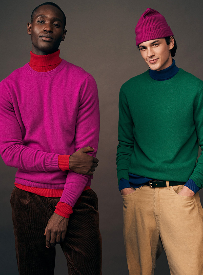 Le 31 Medium Pink Recycled cashmere crew-neck sweater for men