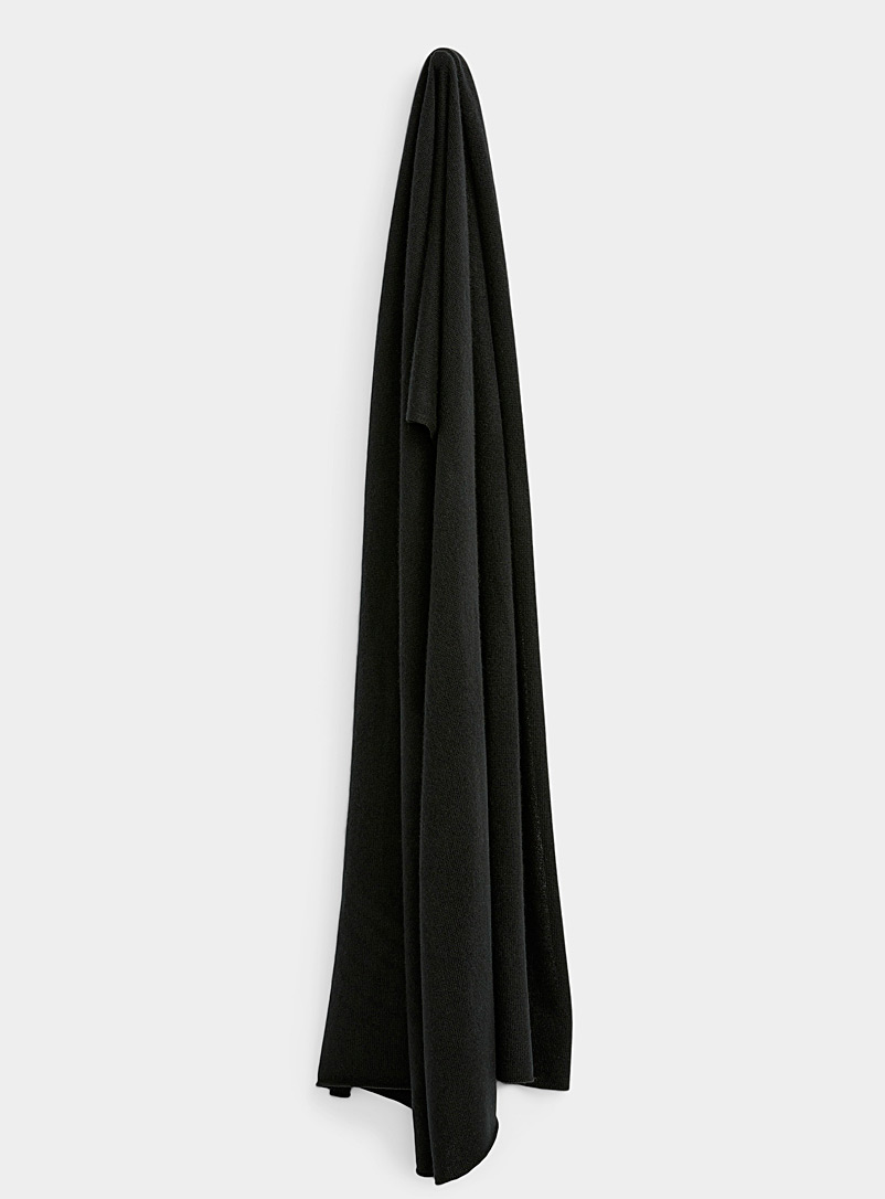 Le 31 Black Recycled cashmere wool scarf for men