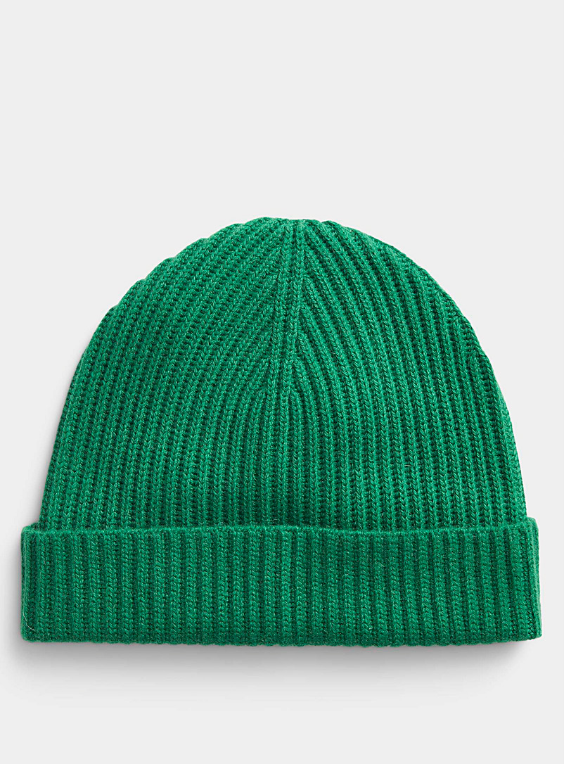 Simons Bottle Green Ribbed pure cashmere tuque for women