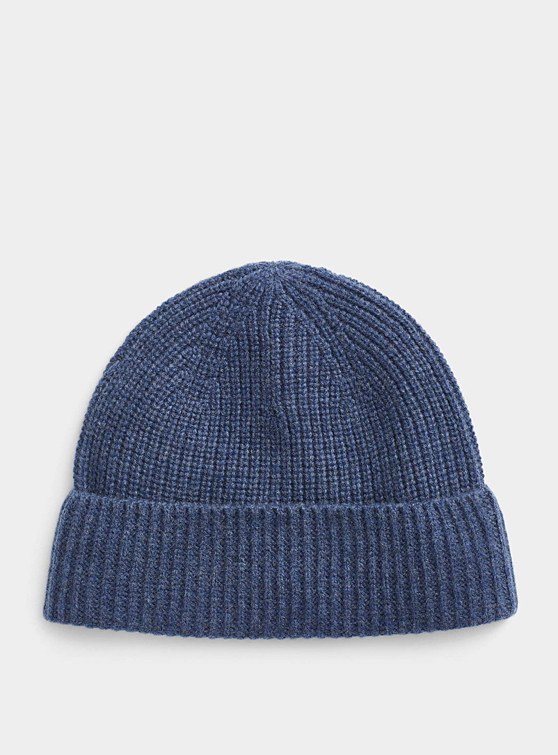 Le 31 Marine Blue Cashmere wool ribbed tuque for men