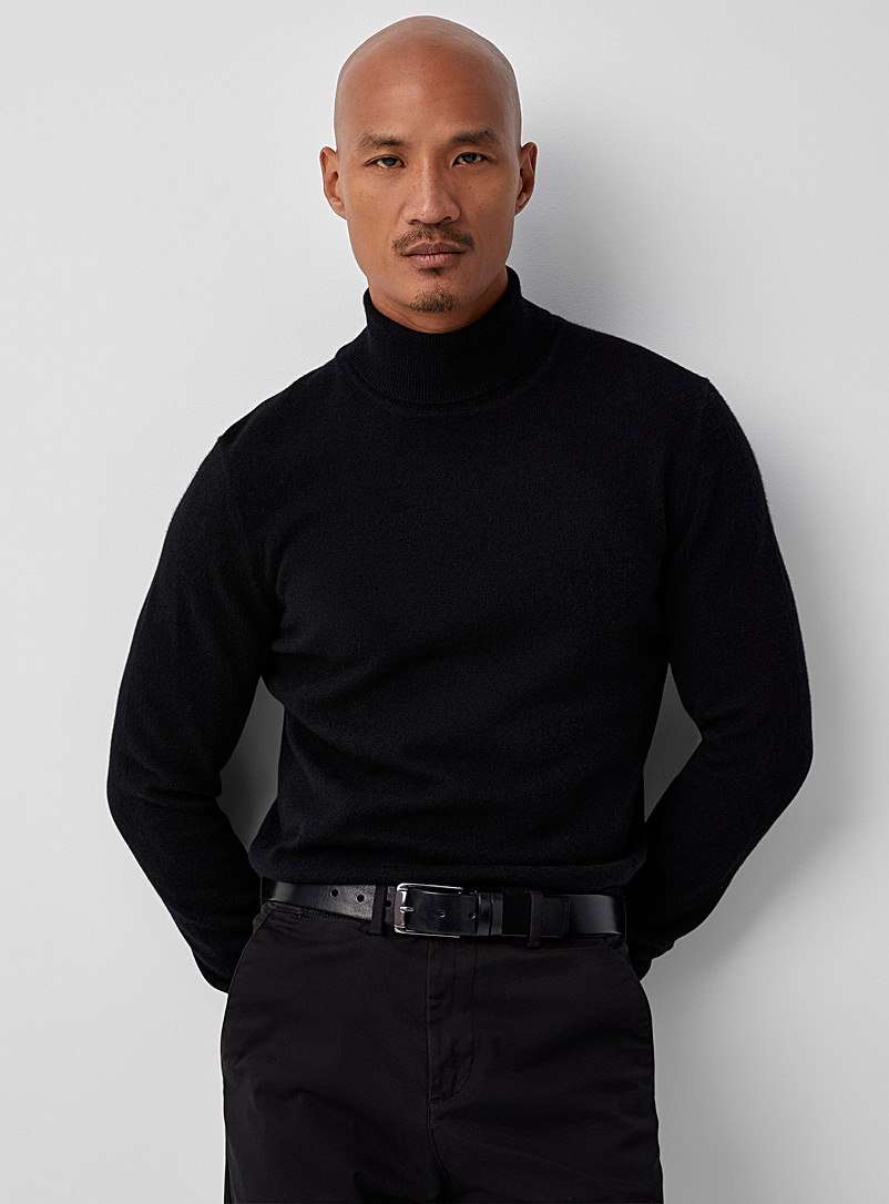 Le 31 Black Wool-cashmere turtleneck sweater for men