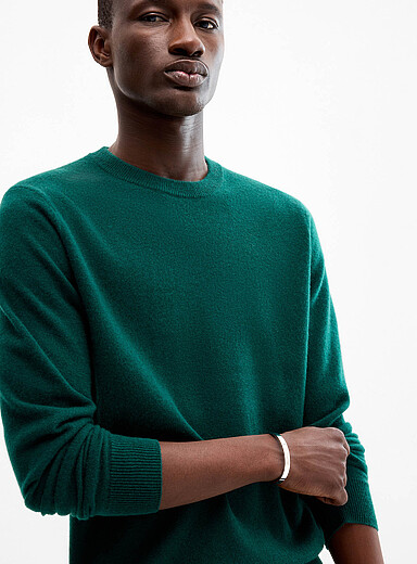 Le 31 Emerald Green Pure cashmere crew-neck sweater for men