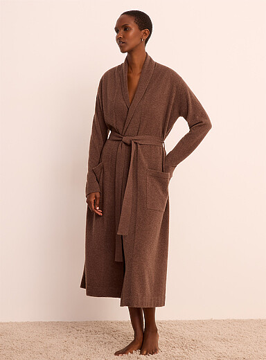 Miiyu: La robe de chambre pur cachemire Brun noisette pour femme