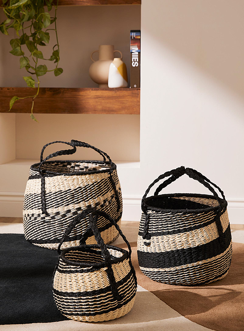 Simons Maison Ivory/Cream Beige Woven decorative baskets Set of 3