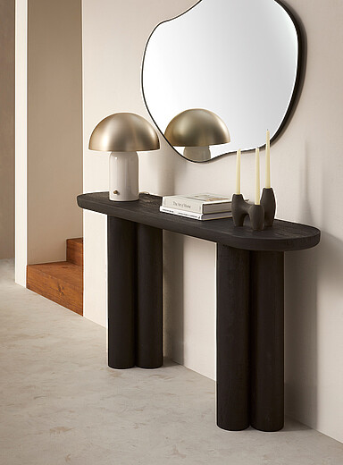 Cylindrical base retro-modern console table