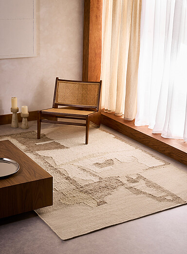 Simons Maison: Le tapis art abstrait multitextures 160 x 220 cm Sable