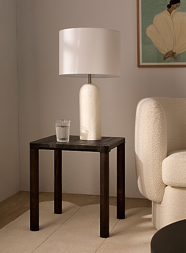 Sandblasted walnut finish square side table