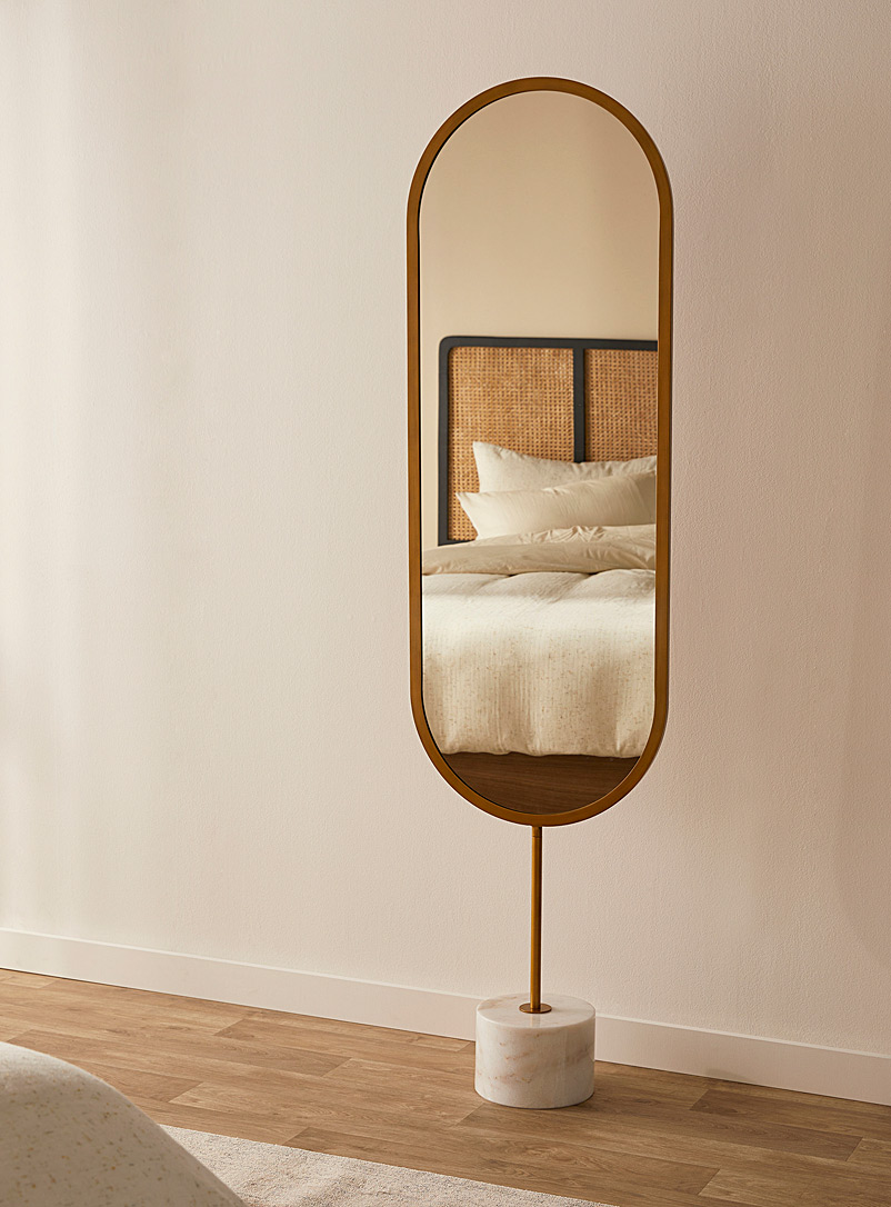 Iron And Marble Oval Mirror