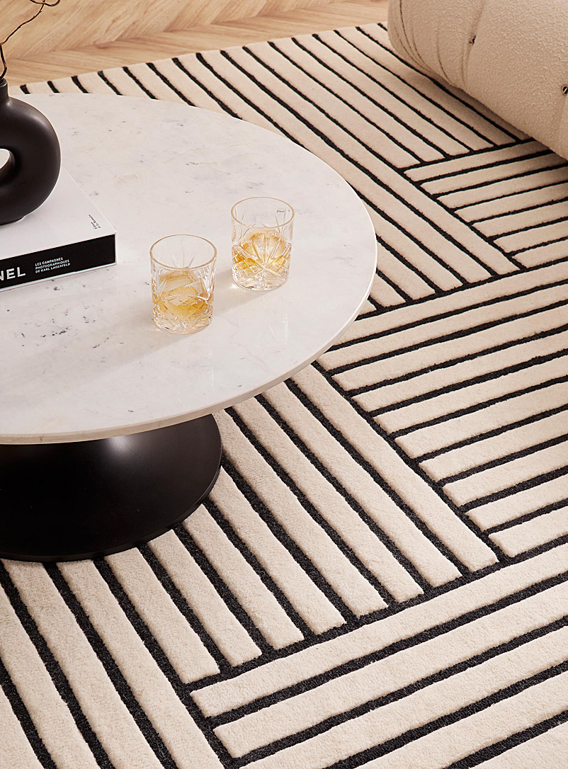 Geo contrast pure wool artisanal rug See available sizes product image 2
