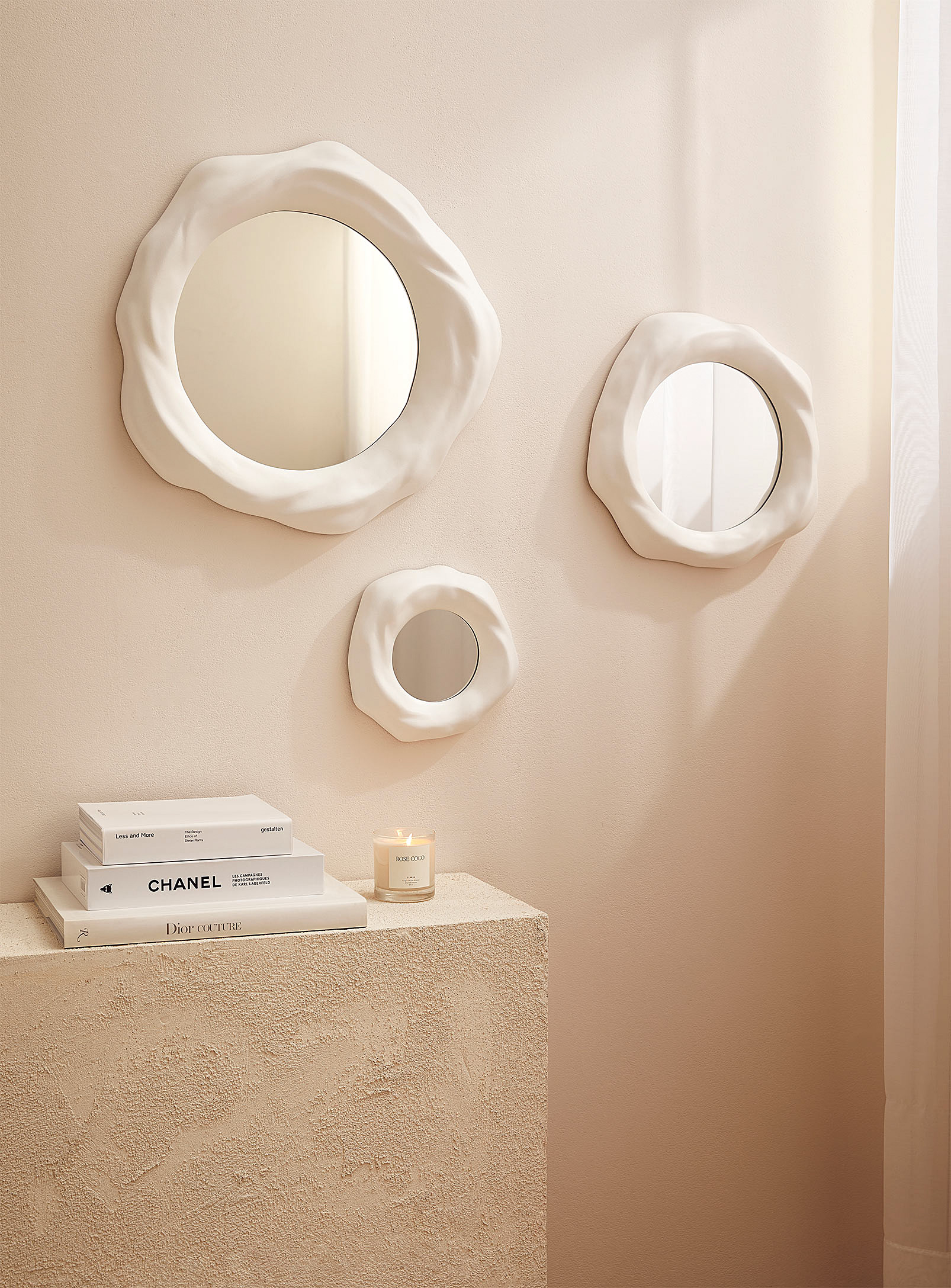 Simons Maison - Cloud white circular mirrors Set of 3