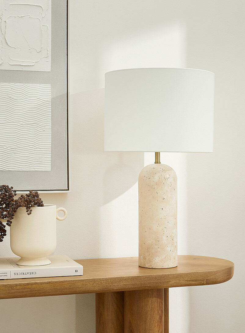 Classic travertine base table lamp product image (primary)