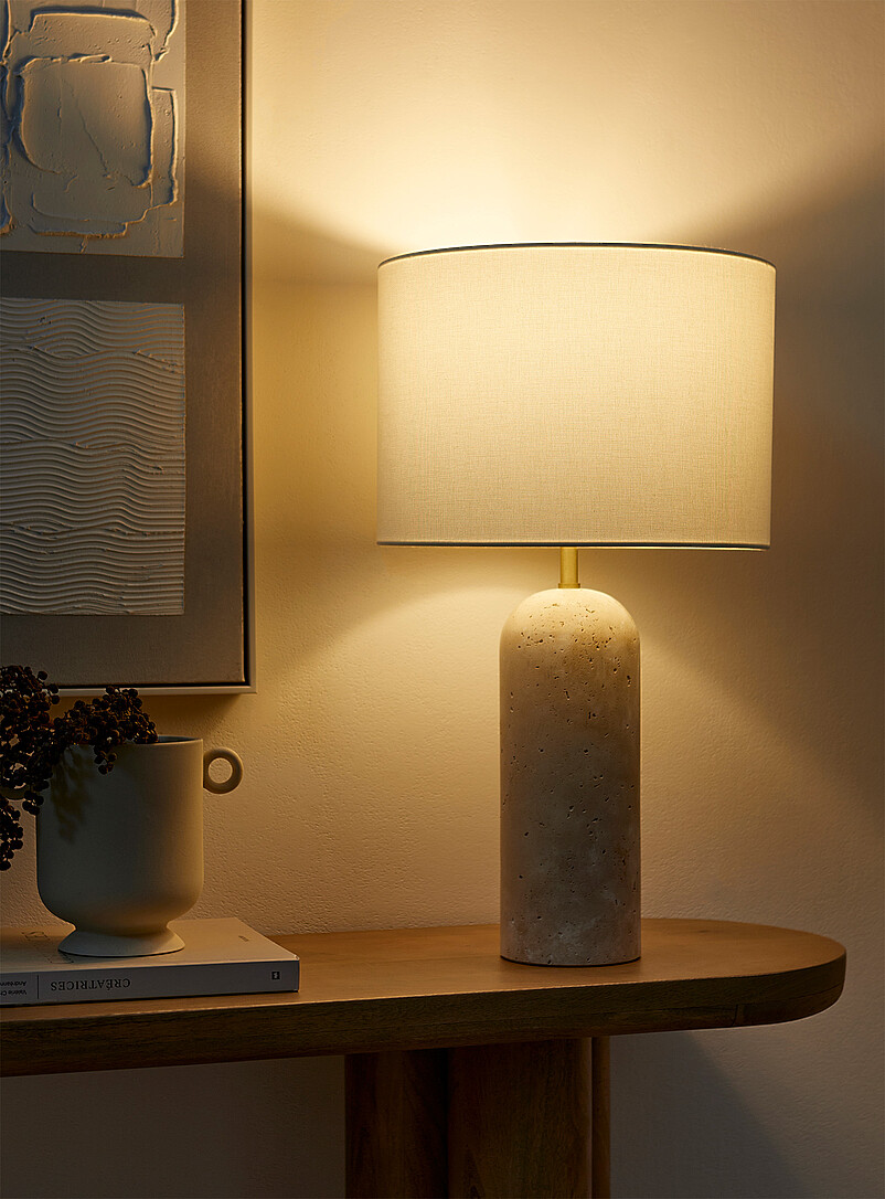 Classic travertine base table lamp product image 2