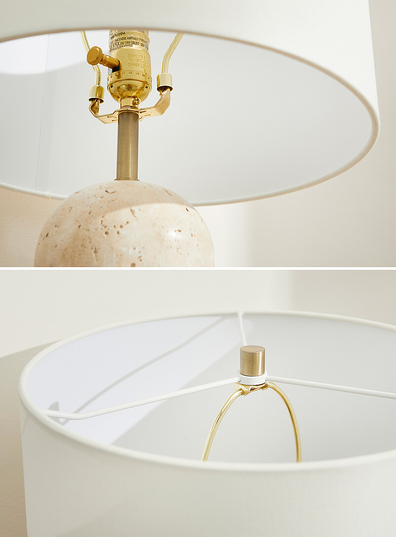 Classic travertine base table lamp product image 3