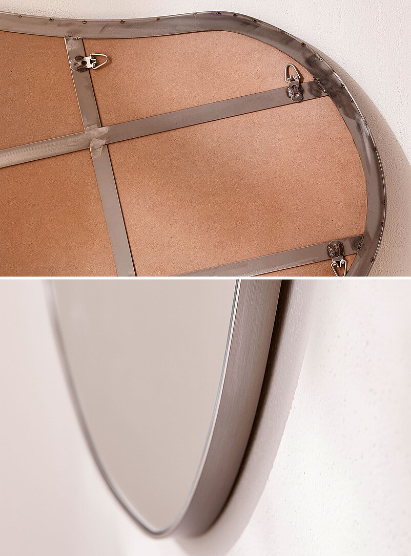 Wavy brushed satin frame mirror product image 2