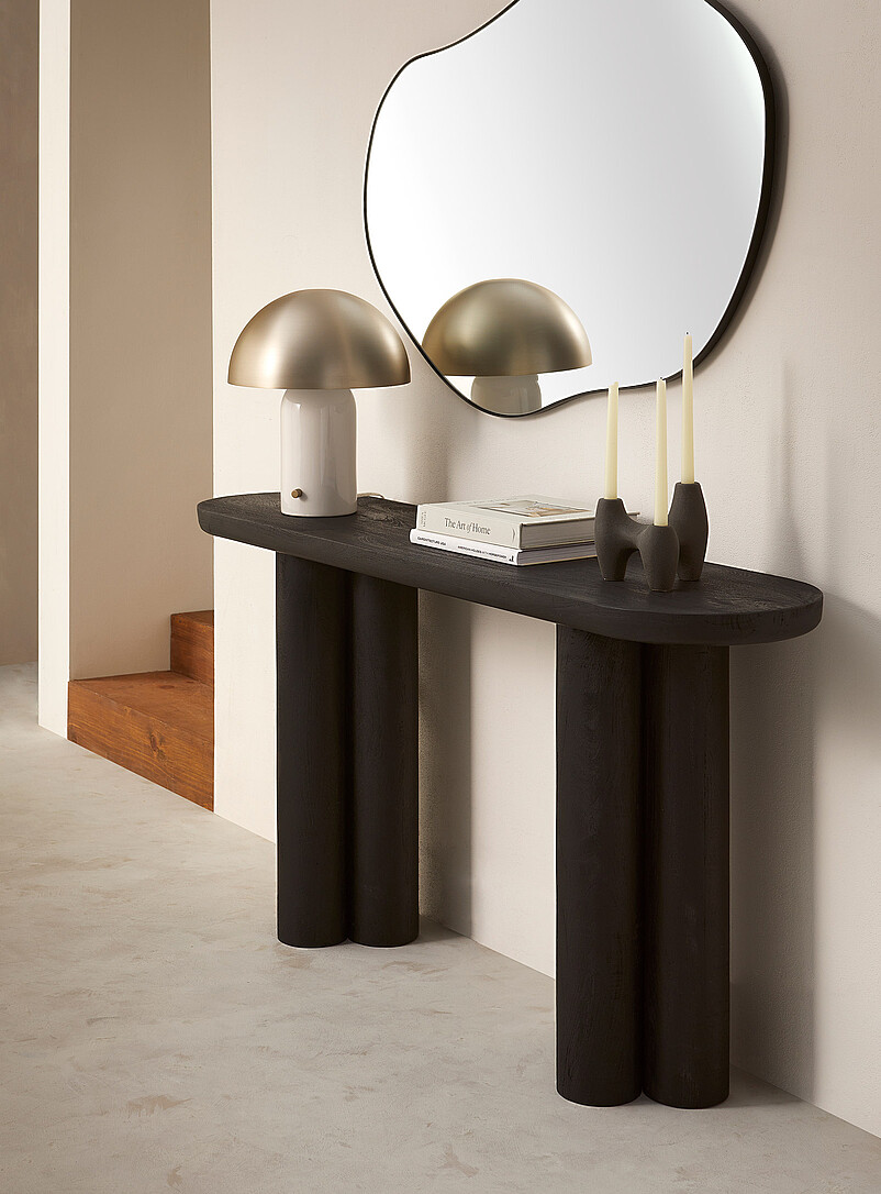 Cylindrical Base Retro-Modern Console Table