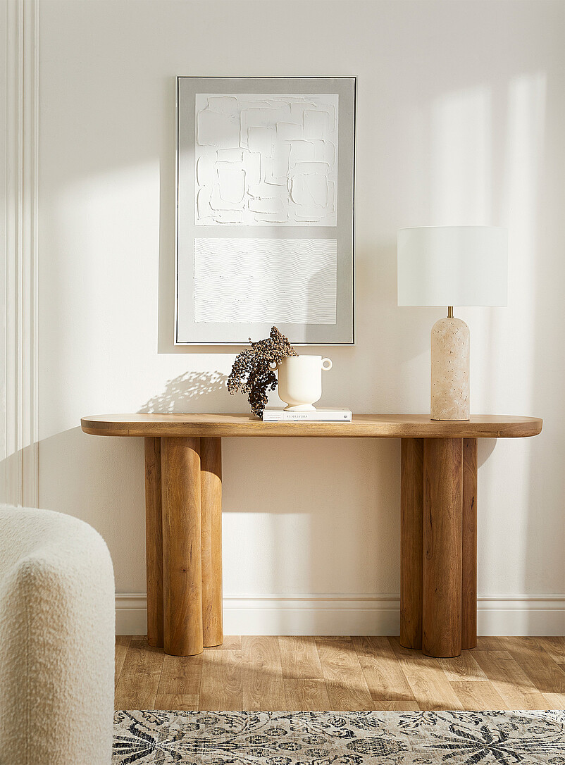 Cylindrical base retro-modern console table product image (primary)