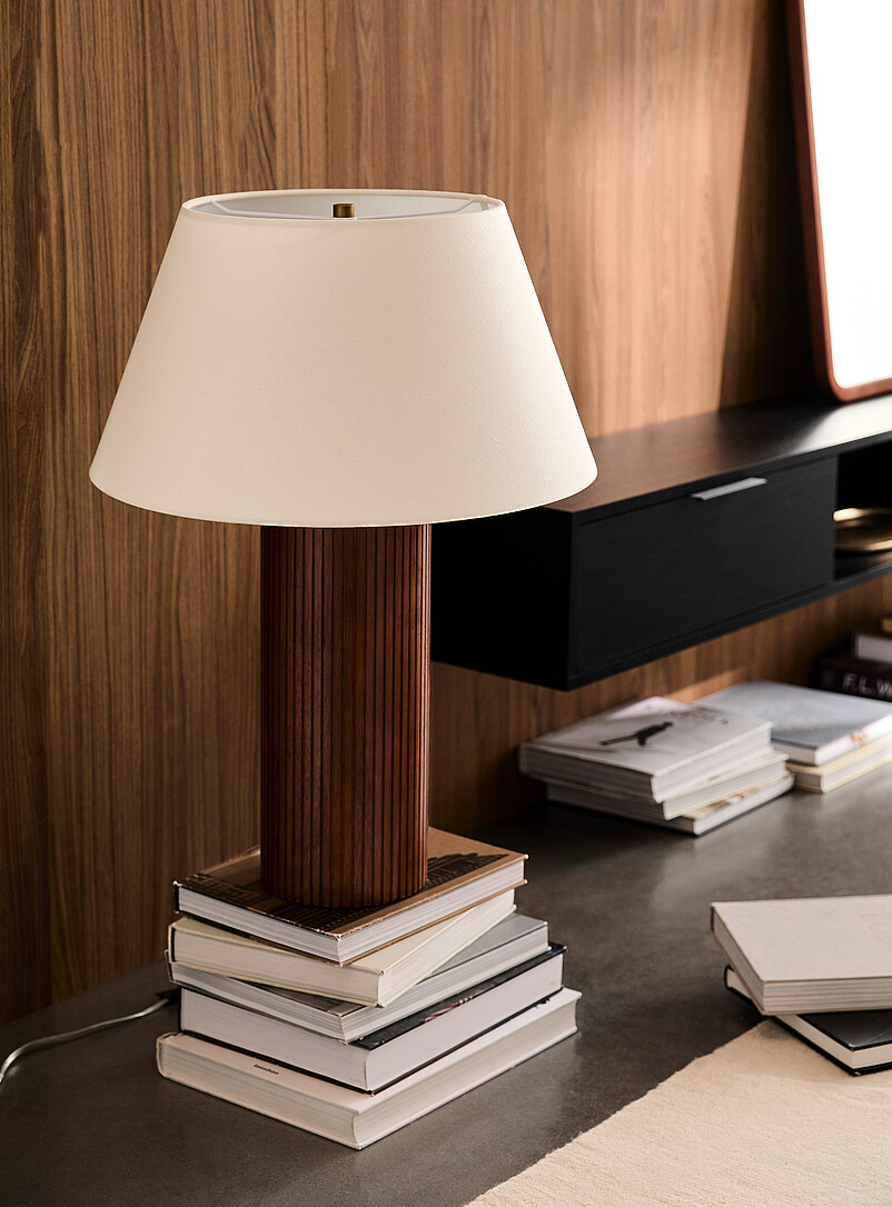 Grooved walnut table lamp product image (primary)