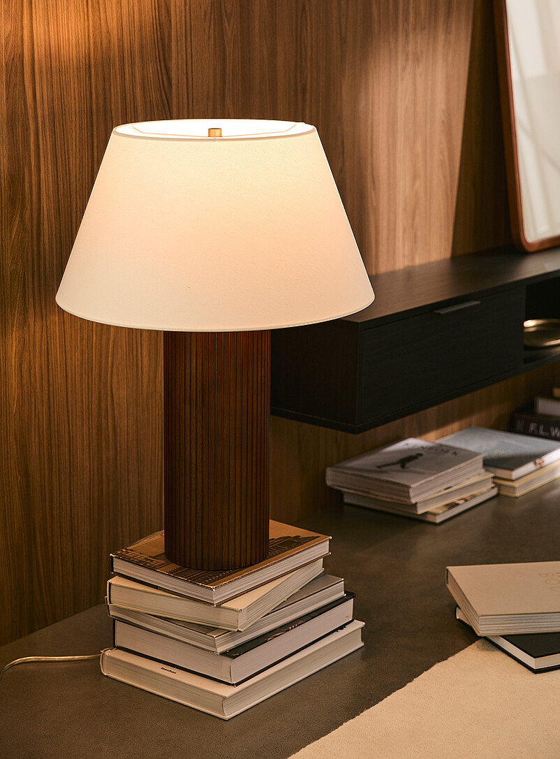 Grooved walnut table lamp product image 2