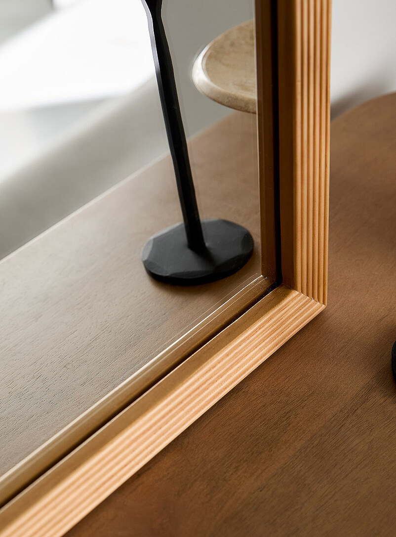 Rectangular natural pine grooved frame mirror product image 2