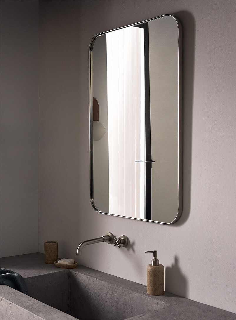 Rounded Corners Stainless Steel Frame Mirror