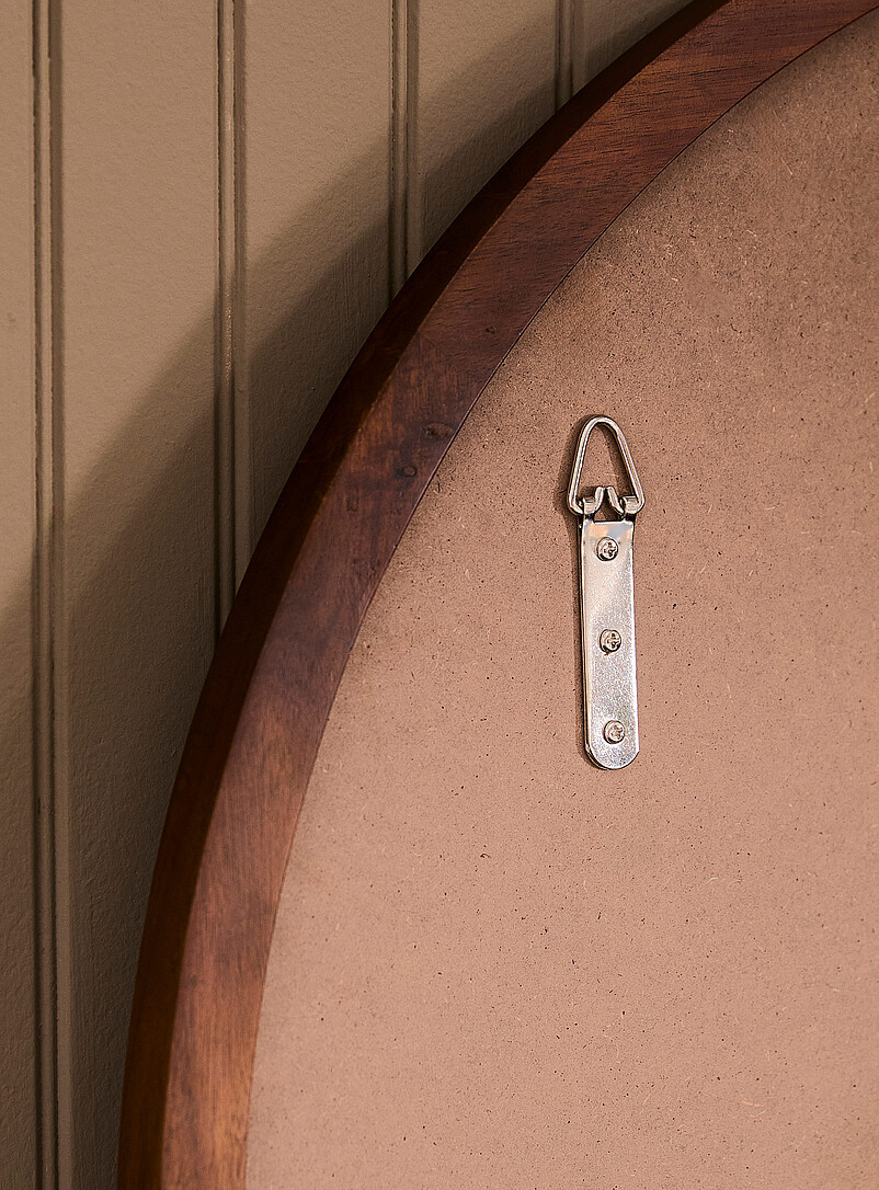 Walnut-finished round frame mirror product image 3