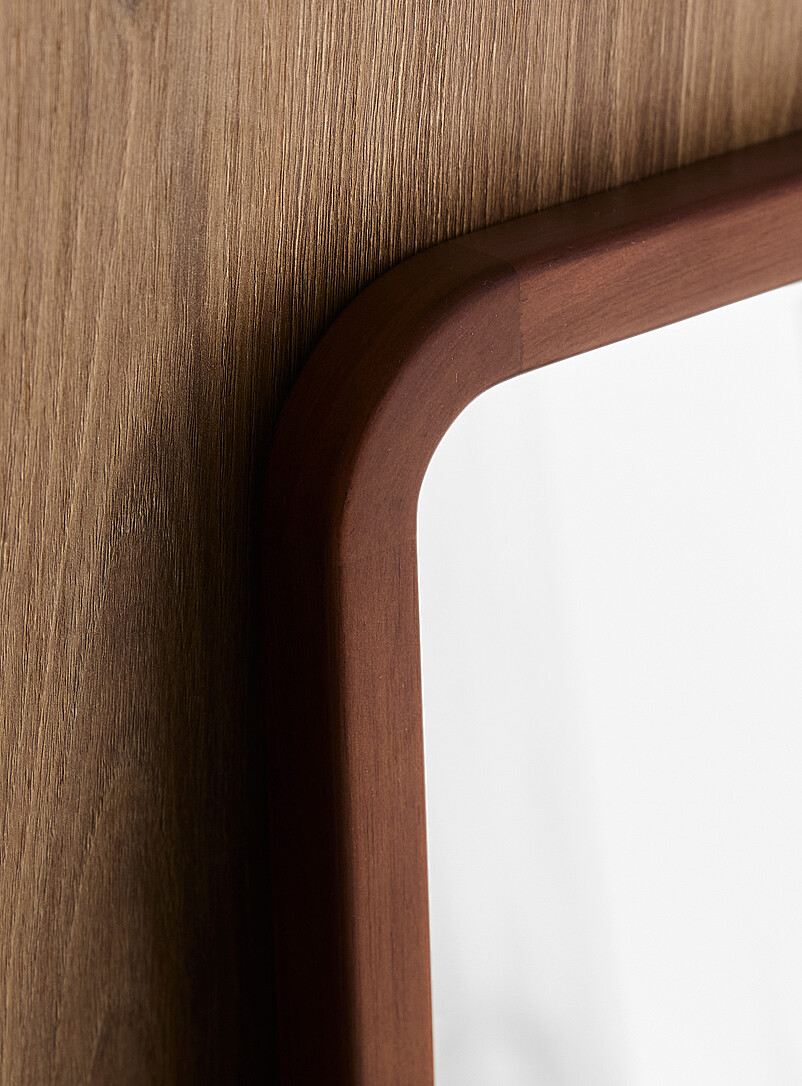 Walnut-finished frame rounded corners mirror product image 2