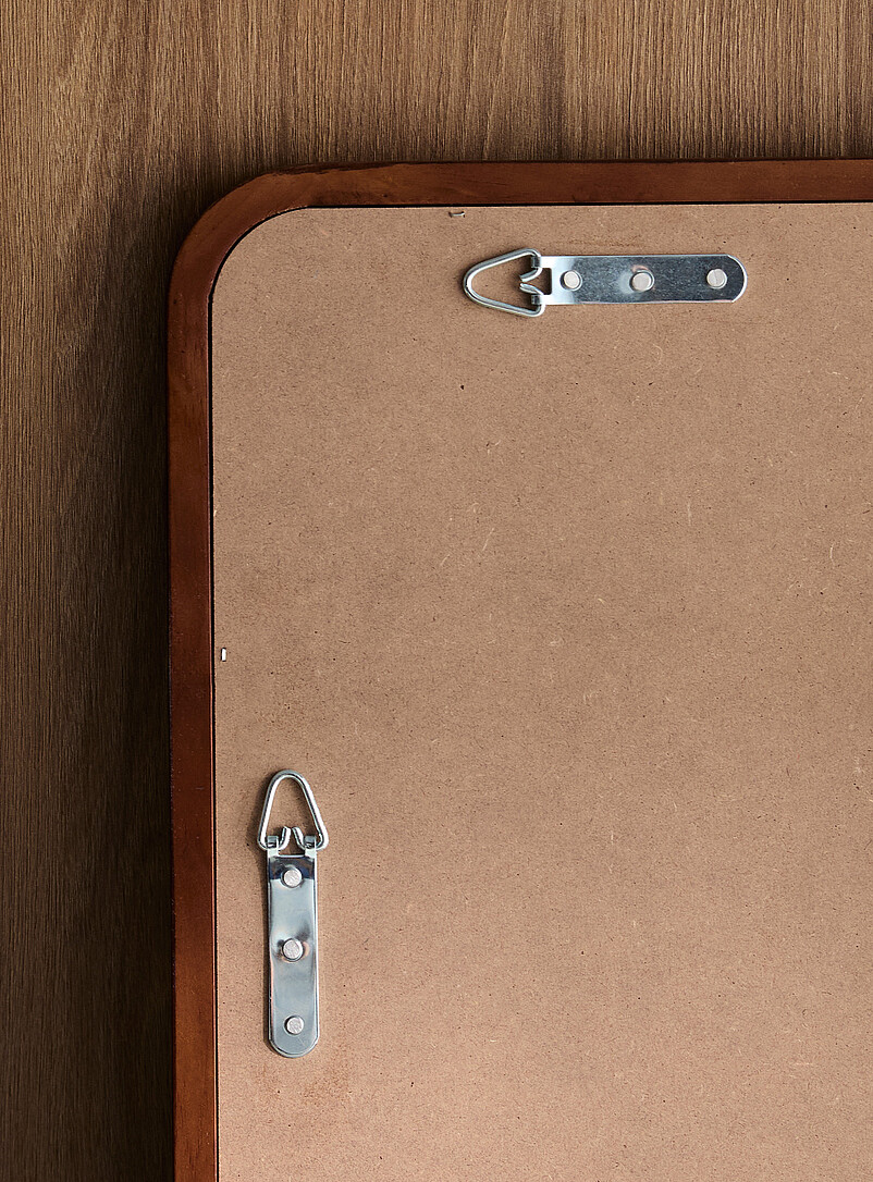 Walnut-finished frame rounded corners mirror product image 3