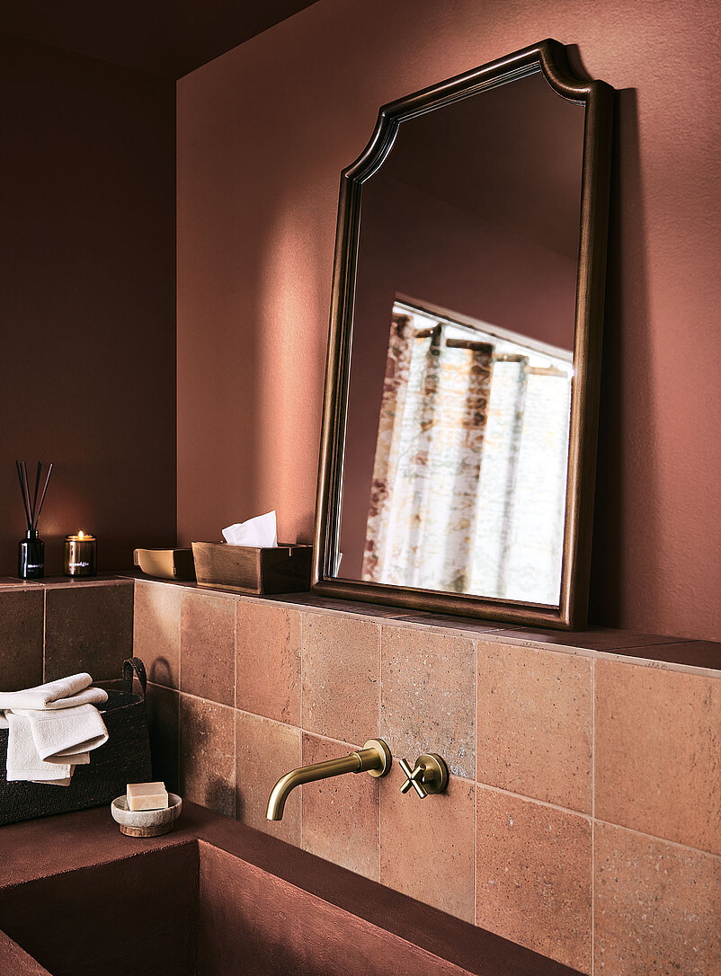 Walnut-Finished Frame Truncated Corners Mirror