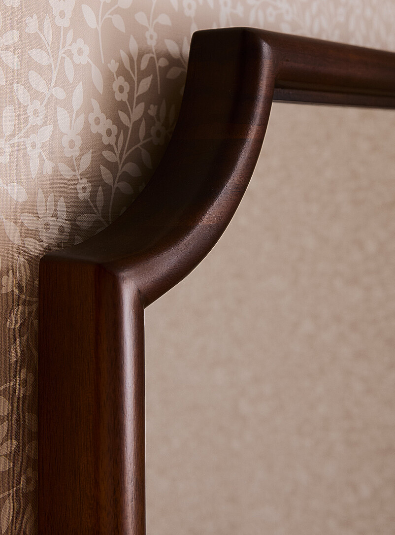 Walnut-finished frame truncated corners mirror product image 2