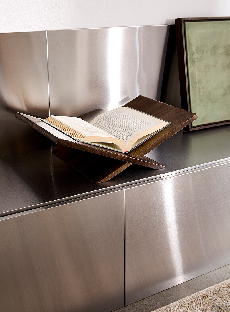 Walnut finish book holder product image (primary)