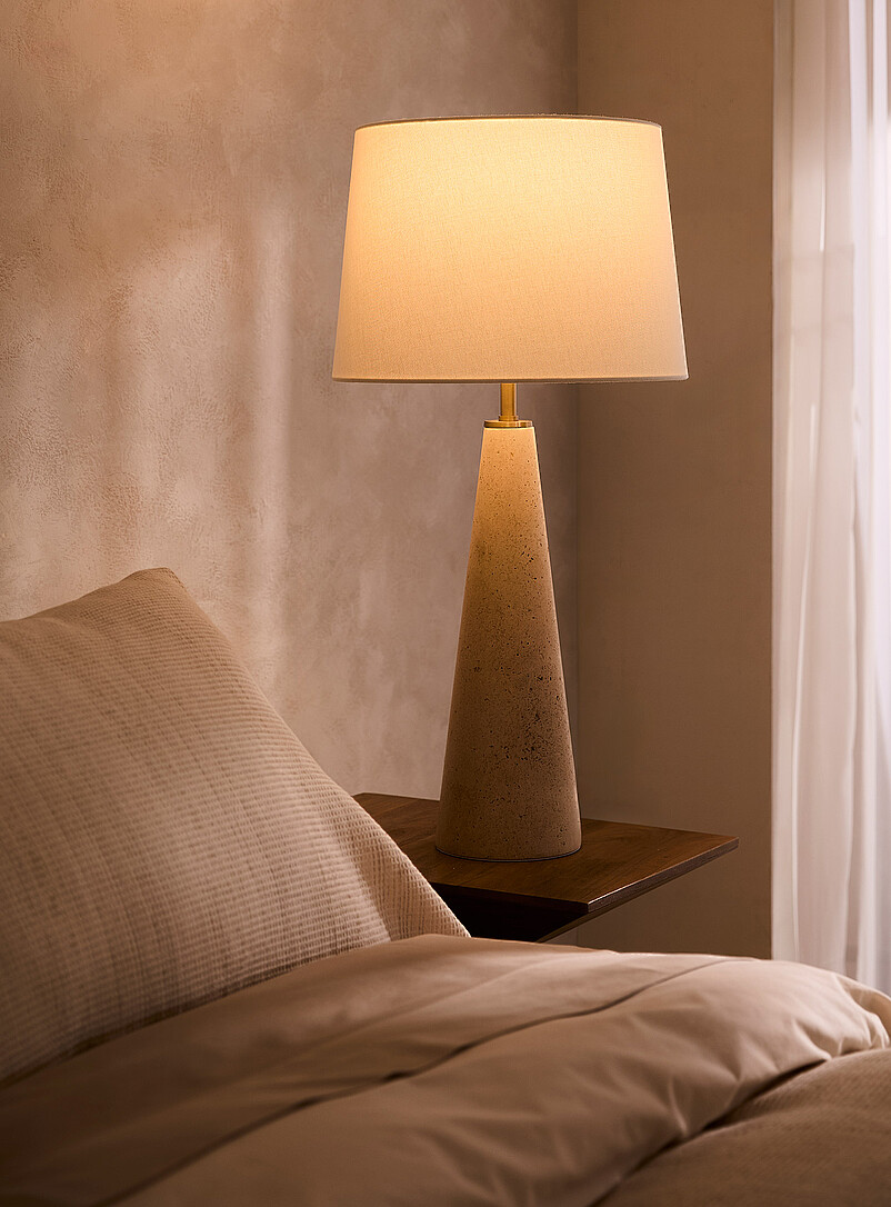 Cone-shaped travertine base table lamp product image 2