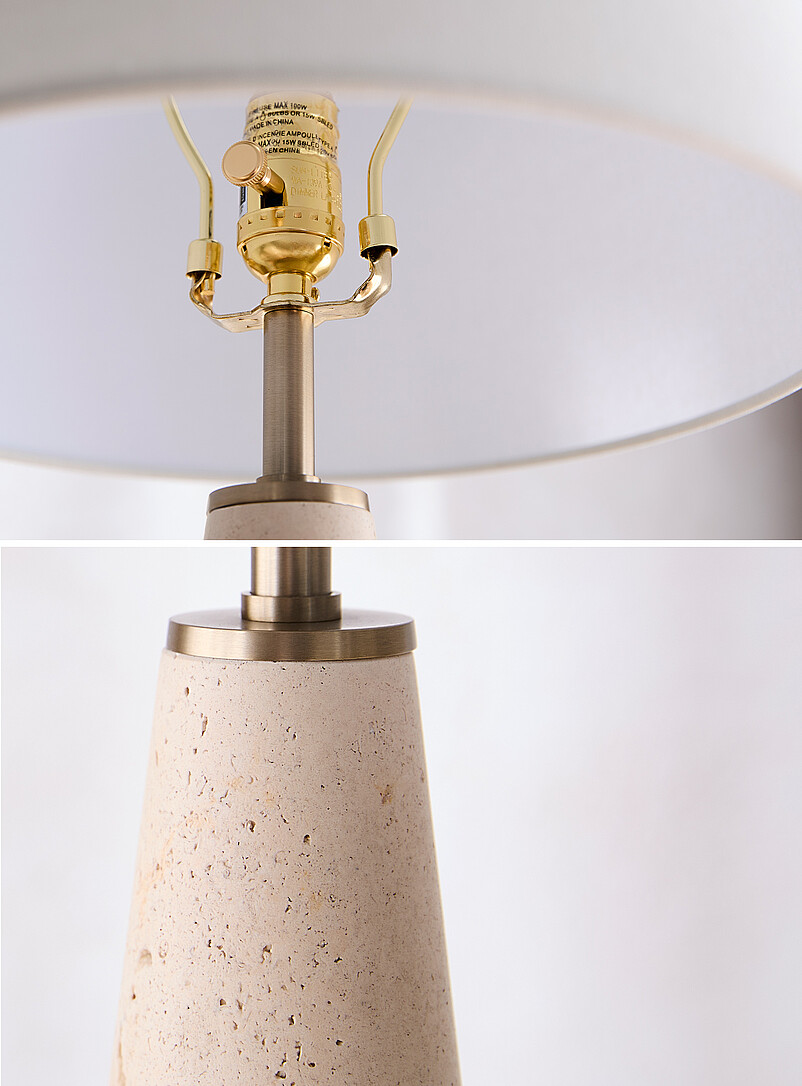 Cone-shaped travertine base table lamp product image 3