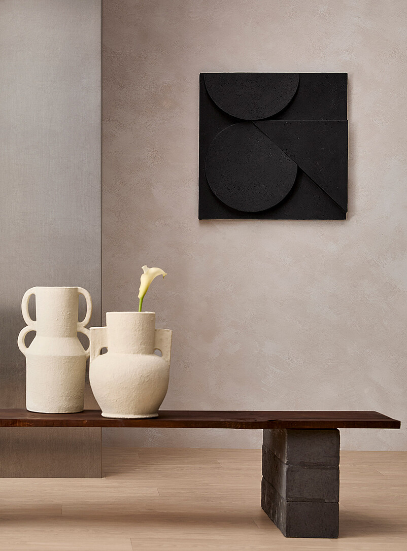 Geometric Shapes Volcanic Rock Wall Art 24" X 24"