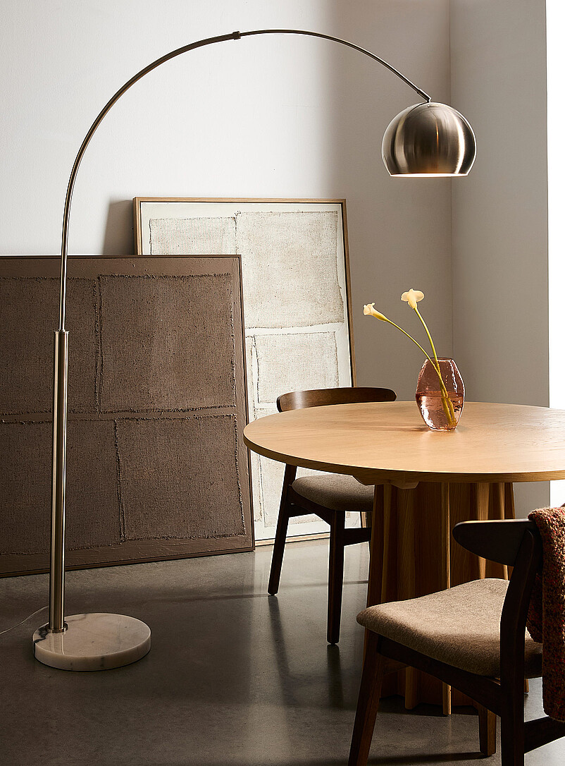 Silver curved floor lamp product image (primary)