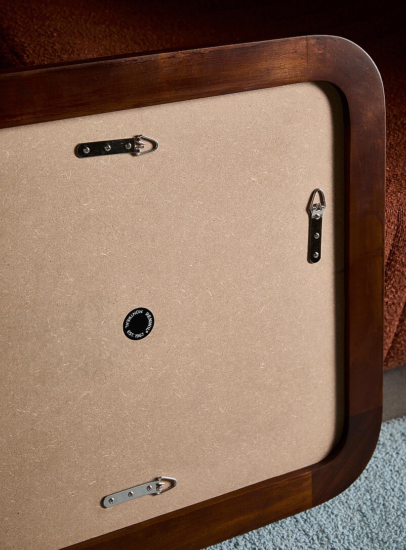Rounded corners walnut finish mirror product image 3