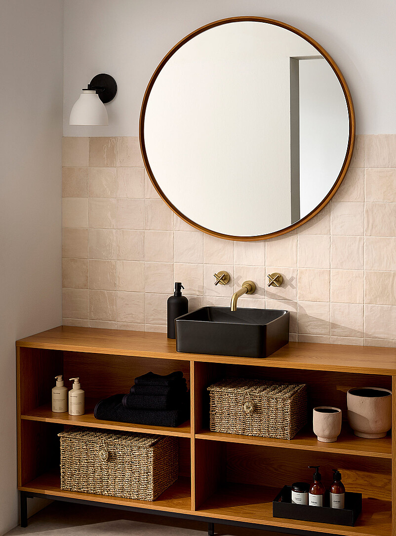 Natural Pine Round Mirror