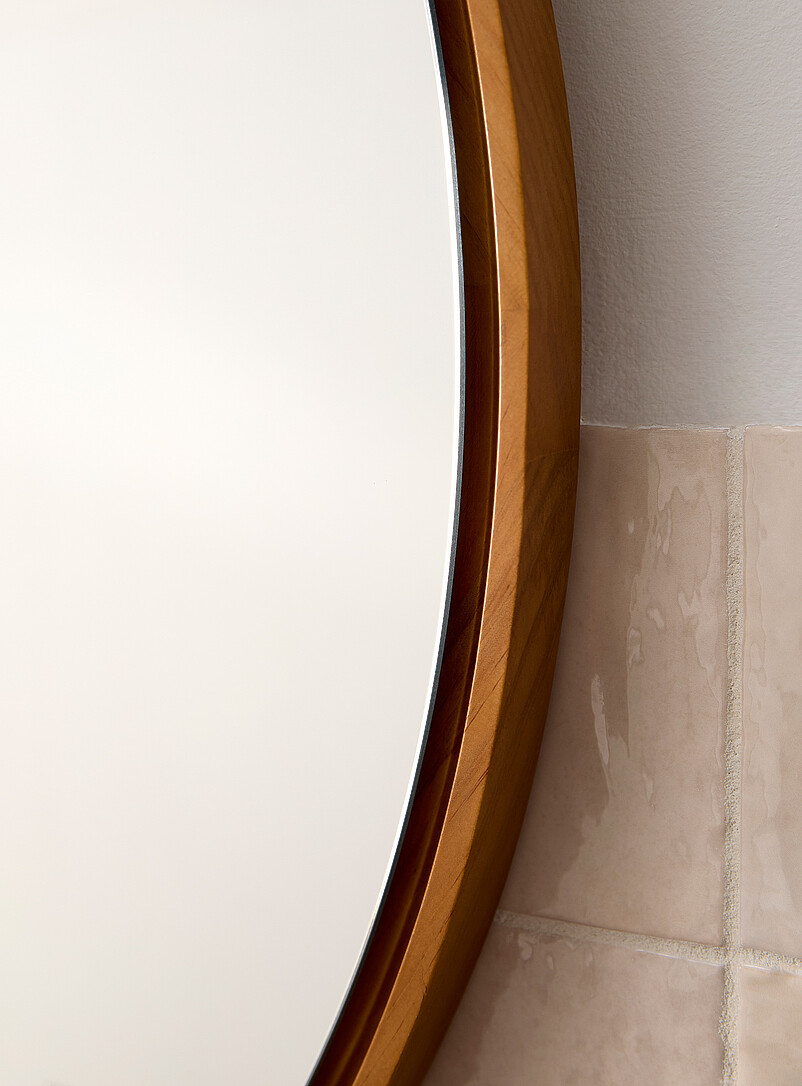 Natural pine round mirror product image 2