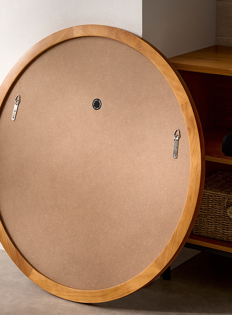 Natural pine round mirror product image 3