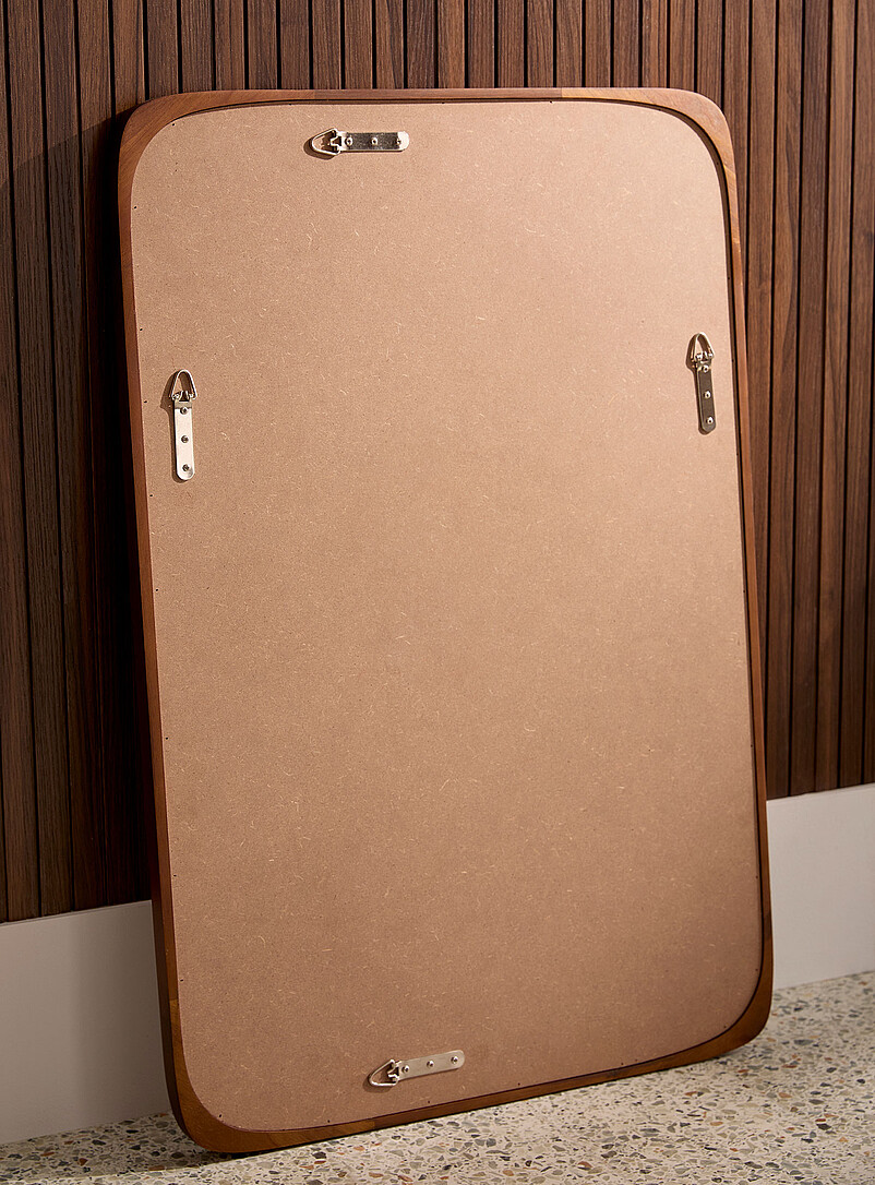 Walnut finish subtly rounded mirror product image 3