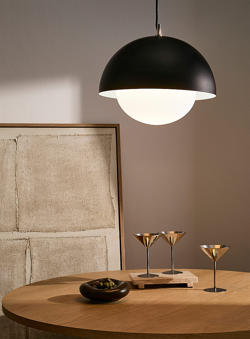 Matte black suspended dome lamp product image 2