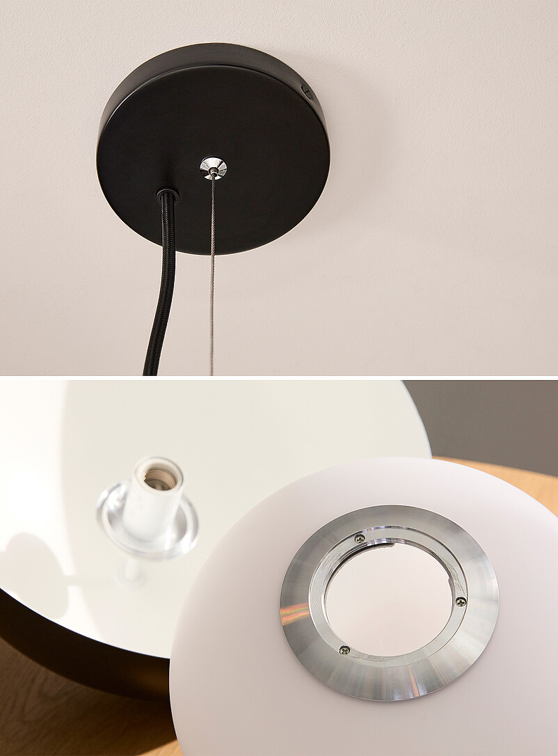 Matte black suspended dome lamp product image 3