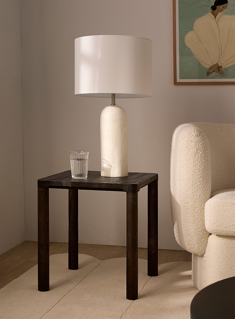 Sandblasted walnut finish square side table product image (primary)
